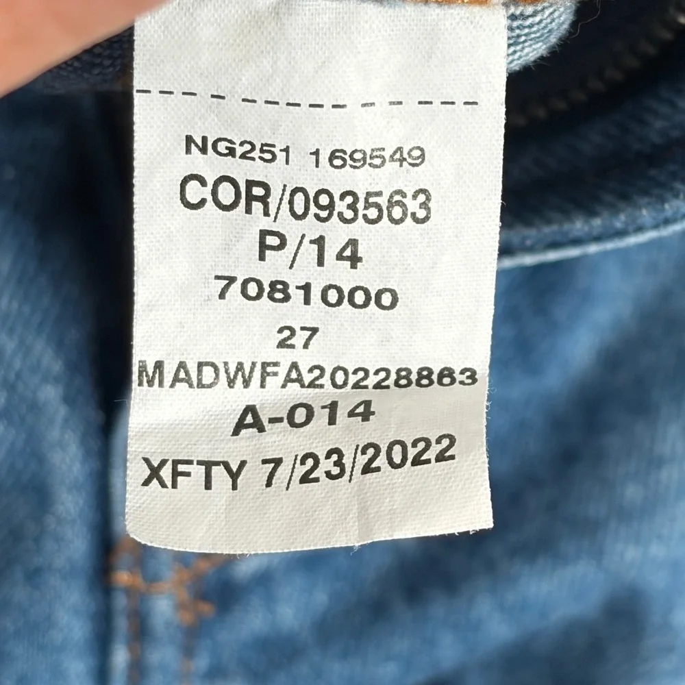 Madewell The Perfect Vintage Straight Jean Medium Wash High Rise NG251 Size 27